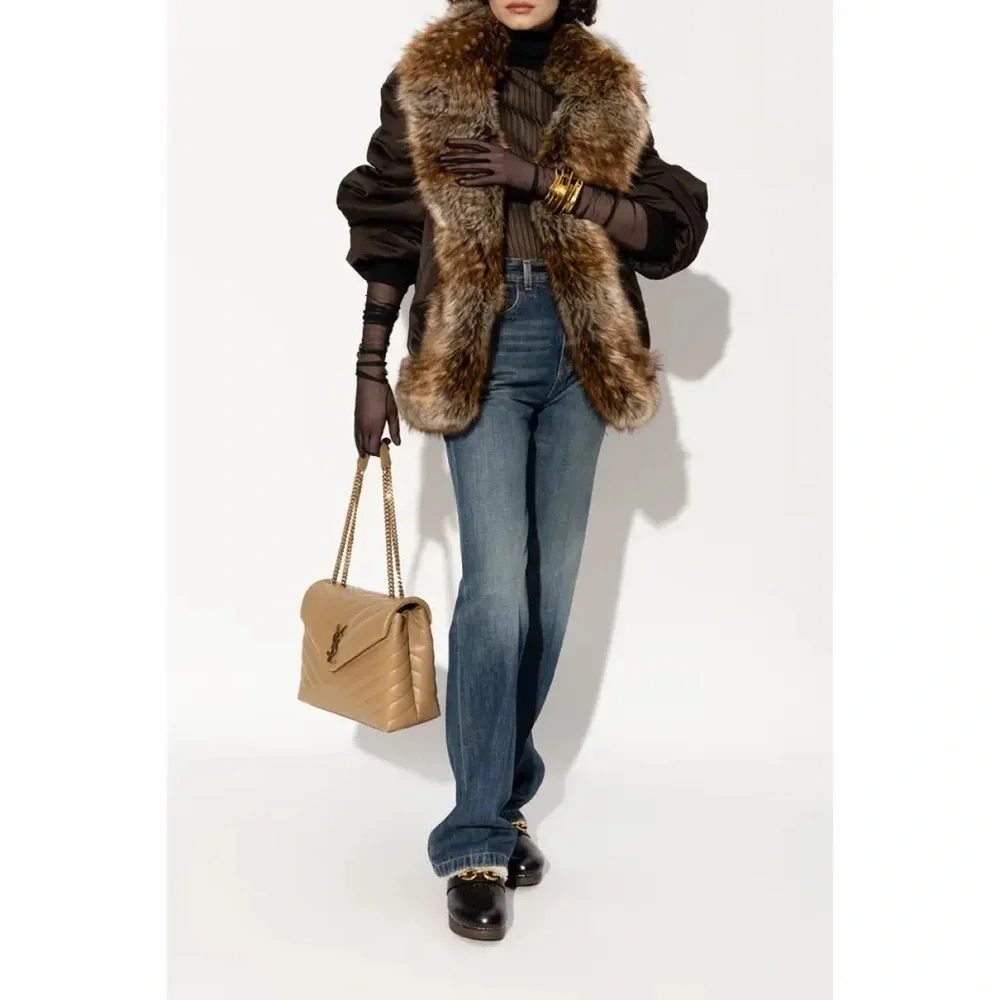 Saint Laurent Le Maillon Shearling Clogs in Black - Picture 1 of 16